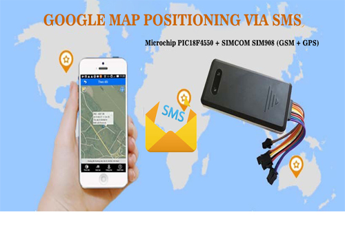 Locate Google Map via SMS using Microchip PIC18F4550 + SIMCOM SIM908 (GSM + GPS)